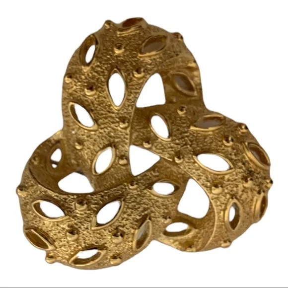 Vintage Butler Brutalist Modernist Gold Tone Demi Parure Signed Brooch - Picture 4 of 4